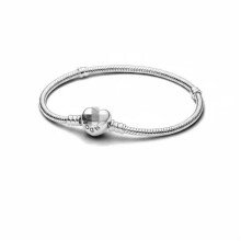(Silver heart-shaped clasp snake bone necklace A, 19cm) Classic Snake Chain Charm Bracelets, Heart & Family Clasp