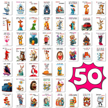 Cartes de vœux humoristiques avec des animaux - Illustrations mignonnes en anglais - 100