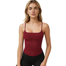 Cropped Camisole Shirt for Women Spaghetti Straps-Claret XL