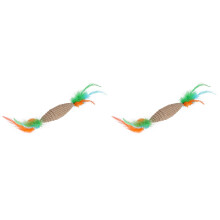 2Pcs Pet Toy Feathered Corrugated Paper Cat Claw Grinding Toy Beige