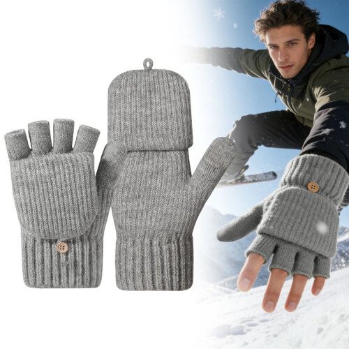 Luvas de inverno sem dedos em tricô com isolamento térmico 1