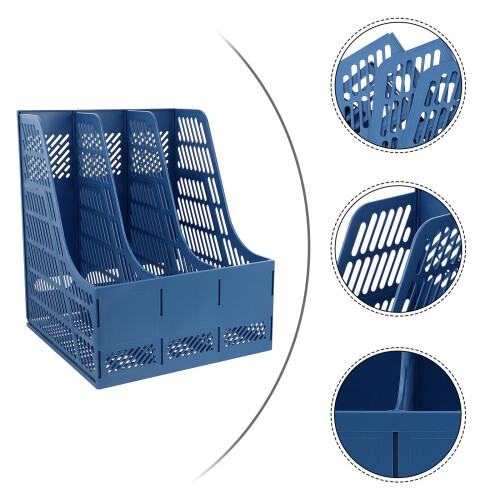 Blue Plastic Document Sorting Shelf Office Storage Holder 1