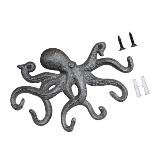Unique Multi Arm Wall Mount Hook Octopuses-iron color