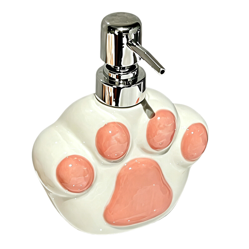 Elegant Ceramic Soap Pump Bottle With Cats Paws Shape Refillable