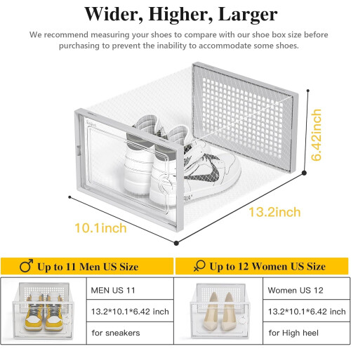 Shoe Organizer Boxes Clear Stackable with Lids 12 Pack 2