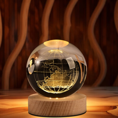 Luminária Noturna Cailmei Calming Stellar Spheres Crystal Ball de 7 cm (2,76 polegadas), com tema de galáxia, Saturno e Sistema Solar, ideal para
