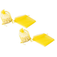 Xubond Lot de 100 sachets de rangement en organza 3,5 x 2,5 pouces avec couvercles, pochettes cadeaux en tissu doré pour bijoux, mariage, bonbons -