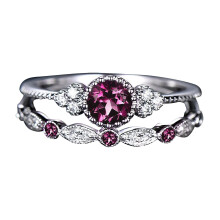Yuehao ringe til kvinder, gaver til kvinder, damemode diamantring parsmykker 1 par ringe sæt størrelse 8 (lilla, én størrelse)