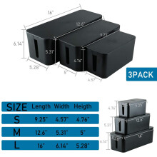 Kabelmanagementbox, stekkerdoos, opbergdoos voor netsnoeren, opbergdoos voor stroomkabels voor bureau, tv, computer, USB-hub, enz. (set)