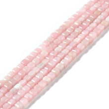 2 Stränge natürlicher rosa Opalperlen, facettierter Würfel, 3x3x3 mm, Loch: 0,6 mm, ca. 135 Stück/Strang, 15,35 Zoll (39 cm)