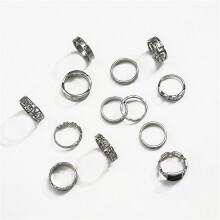 Bis zu 65 % Rabatt auf 13-teiliges Ring-Set für Damen: Vintage-Ring, Punk-Ring, Metallring, Sternring, schwarzer Ring