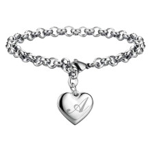 Pulseira com pingente inicial zttd Fashion, pulseira de aço inoxidável com coração e alfabeto, joia ideal para adolescentes e mulheres.