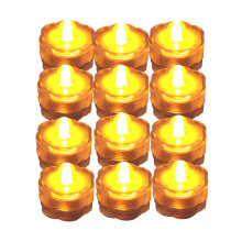Onderdompelbare waterdichte LED-theelichtjes op batterijen ~ Bruiloftsdecoratie ~ Amber ~ 12 stuks