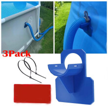 Lot de 3 supports de fixation pour tuyaux de piscine avec colliers de serrage bleus