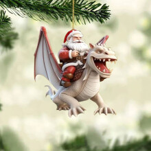 DGLQMYX Père Noël chevauchant un dragon - Décorations de Noël amusantes pour le sapin - Cadeau idéal pour les enfants et les amis