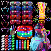 Ayieyill145pcs Leuchtende Partyartikel für Kinder und Erwachsene, Neon-Leucht-Weihnachtsfeier-Gastgeschenke mit Leuchtstäben