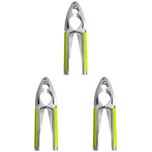 3-teilige Walnusszange aus Zinklegierung, Walnussöffner, Nusszange, Werkzeug, Nussauslöser, tragbarer Walnussclip (Silber + Grün)