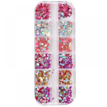 Blandede pailletter holografisk neglekunst ultratynde farverige runde pailletter manicure glitter makeup gør-det-selv-dekaler dekoration