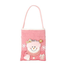 Pink velvet Christmas gift bags with drawstring 6 pcs