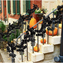Janrevotw Halloween Schwarze Herbst-Ahornblatt-Dekorationen LED-Lichterketten Festliche Terrassendekorationen Halloween-Partydekorationen