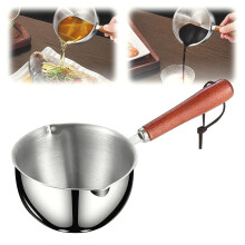 Sonderangebot! VISALY Edelstahl-Öltopf mit Holzgriff – Küchen-Speiseölsieb und Aufbewahrungsbehälter, 150 ml