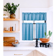 Light Blue Blackout Curtains 3-Piece Set Thermal Insulated