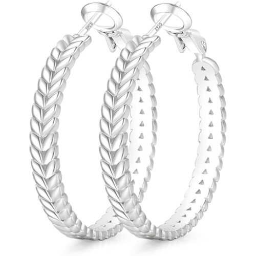 Σκουλαρίκια από ασήμι 925, ελαφριά, υποαλλεργικά σκουλαρίκια κρίκοι από σιτάρι για