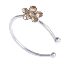 Punk Clicker Fashion Stud Ring Nasenring Partykleid Edelstahl Ohrclip Blume Strass Nasenring Creolen Körperschmuck Fake Champagner