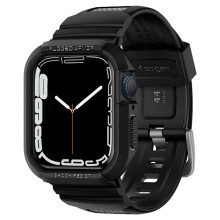 Spigen comhoiriúnach le Apple Watch le Cás/Bráisléad Apple Watch 44/45mm Rugged Armor 'Pro' Dubh