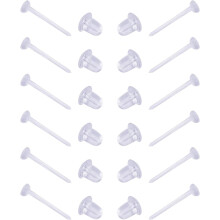 Brincos transparentes Pedaxi, material PVC, 1,2 cm (0,47 polegadas), 50 pares por pacote.