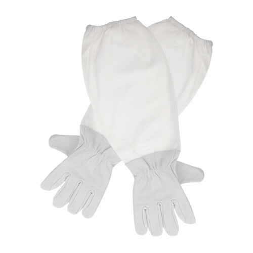 Beekeeping gloves with sleeves lightweight cotton white