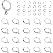 Conjunto de 80 peças de fechos de alavanca para brincos com argolas de ligação, em aço inoxidável 304. Fecho de alavanca para brincos com argola