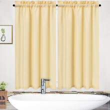 Waffle Weave Short Curtain for Bedroom 30x45 Inch Yellow 2
