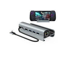 Rog Ally X Gaming Laptop Uitbreidingsdock met 3 USB 3.0-poorten, HDMI, Gigabit Ethernet en snelladen, grijs, YEMAESRE