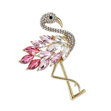 Broche flamant rose élégante avec strass, accessoire de bijoux à