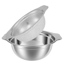 FUYGRCJ2PCS Roestvrijstalen vergietset met mengkom, microporeuze zeven voor fruit, groenten, pasta en rijst - Multifunctioneel afgietgereedschap