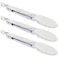 Tlúnna Cócaireachta 7 n-orlach, Sraith de 3 Tlúnna Cistine Mini Tlúnna Freastail Silicone le Barr Silicone le haghaidh BiaGrill, Sailéad, BBQ