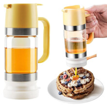 Tropffreier Dosierbehälter aus Klarglas mit Ständer, verbesserte Ausführung, tropffreier Behälter mit Griff, ideal für Ahornsirup.