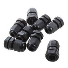 PG7 Black Plastic Waterproof Cable Gland 8 PCS 3-6.5mm
