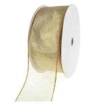Schimmerndes Chiffon-Weihnachtsband mit Drahtkante, 6,35 cm breit, 45,74 m lang, Gold