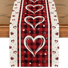 Sm: )e Buffalo Plaid Love Hearts Valentine Table Runner 13x90Inch