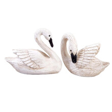 Swan figurines resin couple sculpture set 2 pieces