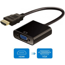 Cónascaire Oiriúntóra HDMI go VGA, Oiriúntóir HDMI go VGA Órphlátáilte (Fireann go Baineann) do Ríomhaire, Deasc, Glúine, PC, Monatóir,