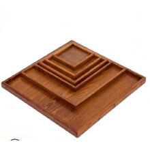 Serviertablett - Delaman Quadratisches Massivholz-Teetablett, Kaffeetablett, Sushi-Snack-Servierplatte für Café Restaurant, 1 Stück (30 * 30 cm /