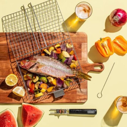 Πτυσσόμενο καλάθι ψησταριάς BBQ από ανοξείδωτο ατσάλι με λαβή, μεγάλη φορητή 2