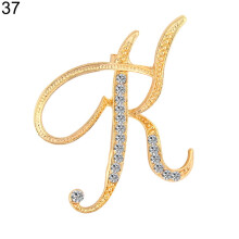 Yesbay rhinestone letter brooch A-Z gold 1 pc