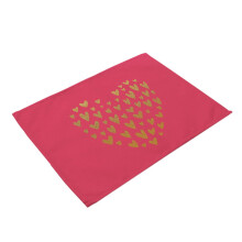 Poaug Placemats Clearance Heart Pattern Cotton Linen Table Placemats Dinner Kitchen Pad Mats on Sale Kitchen Hot Pink
