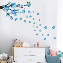 Peach blossom wall sticker blue home decor set