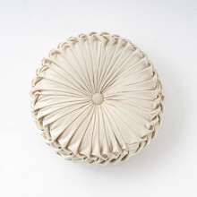 Coussin décoratif Zhuge en velours plissé rond en forme de citrouille, coussin de sol rembourré pour canapé, fauteuil, lit ou voiture (beige)