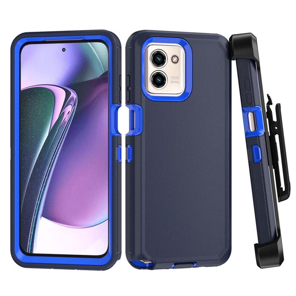 Xhy Moto G Stylus 5G 2023 Case With Belt Clip, Military Grade Shockproof Armor Rugged Case Compatible With Motorola G Stylus 5G 2023 - Blue+ Dark/Blue 9009791190595